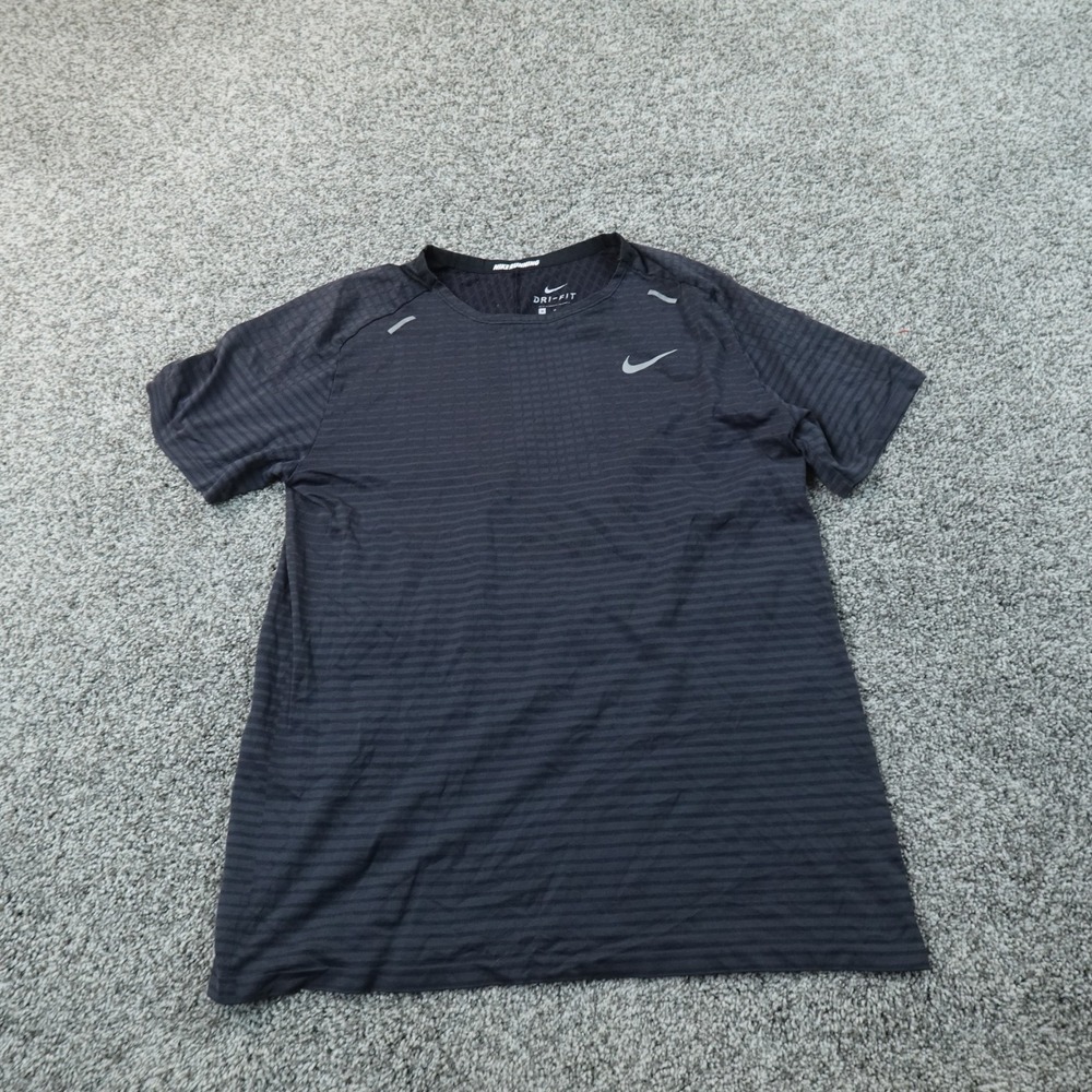 Nike Shirt Mens M Black Tech Knit Performance Dri FIT Running Reflective Workout